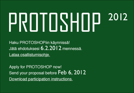 Protoshop Ilmoittautuminen 2012