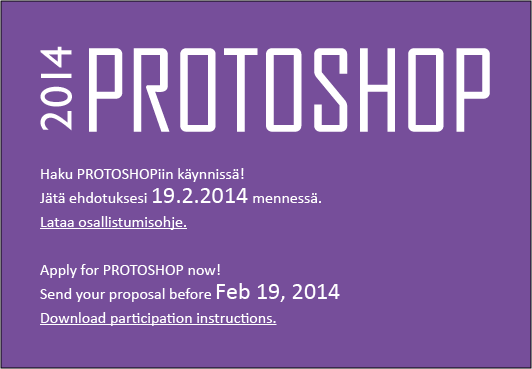 Protoshop Ilmoittautuminen 2014